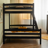 Full Solid Wood Black Detachable Double-layer Children's Bed