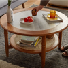 Solid Wood Glass Round Coffee Table