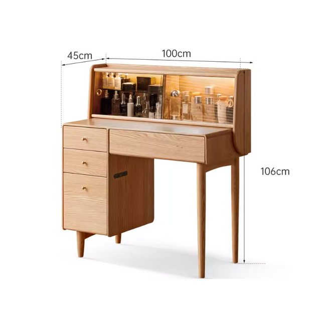 Oak Solid Wood Dressing Table with Light
