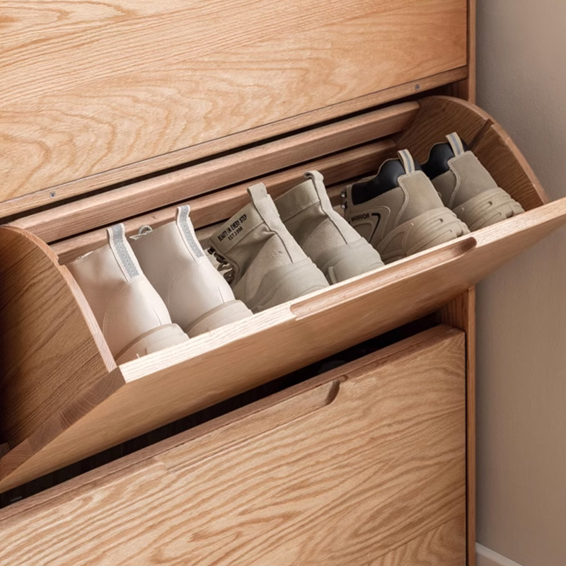 Solid Wood Ultra-thin Tipping Bucket Shoe Cabinet