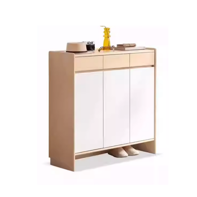 Solid Wood White Entry Shoe Cabinet