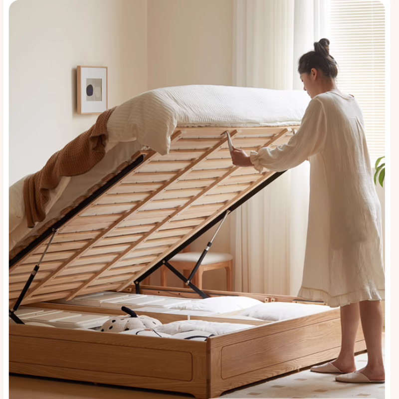 Solid Wood Soft Package Storage Bed