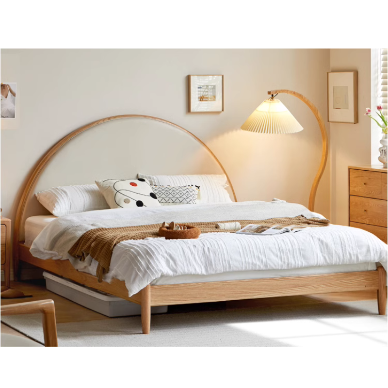 Solid Wood Bed Technology Fabric Double Bed
