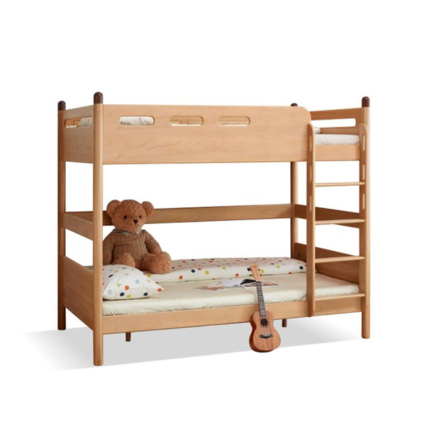 Modern Minimalist Full Solid Wood European Oak Double-layer Children's Bed