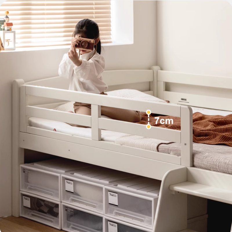 Solid Wood White Single Children's Bed