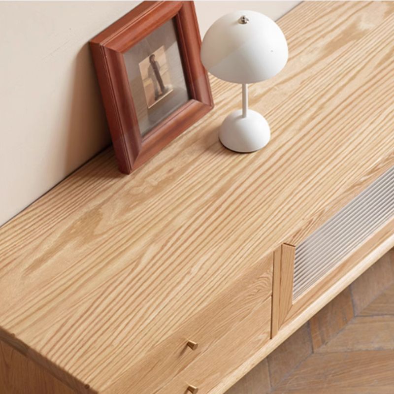 Sliding Door Solid Wood TV Cabinet