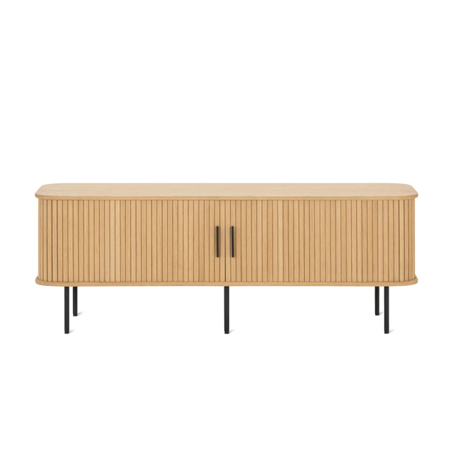 French roll-up doors blend TV cabinet