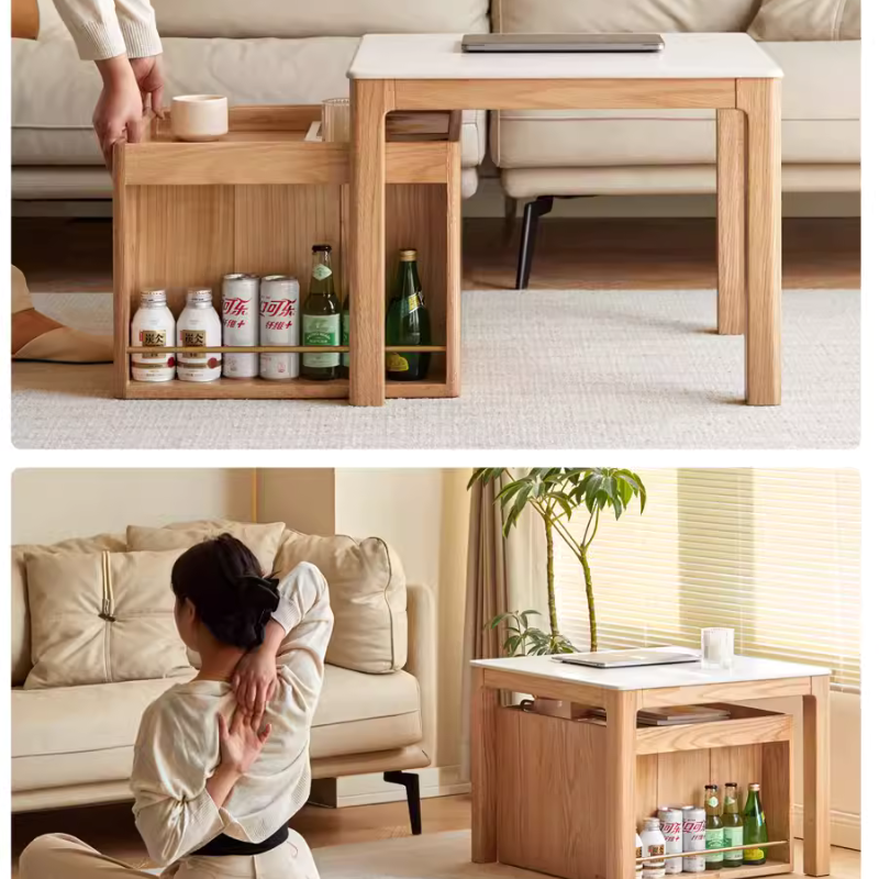Solid wood movable combination slate coffee table