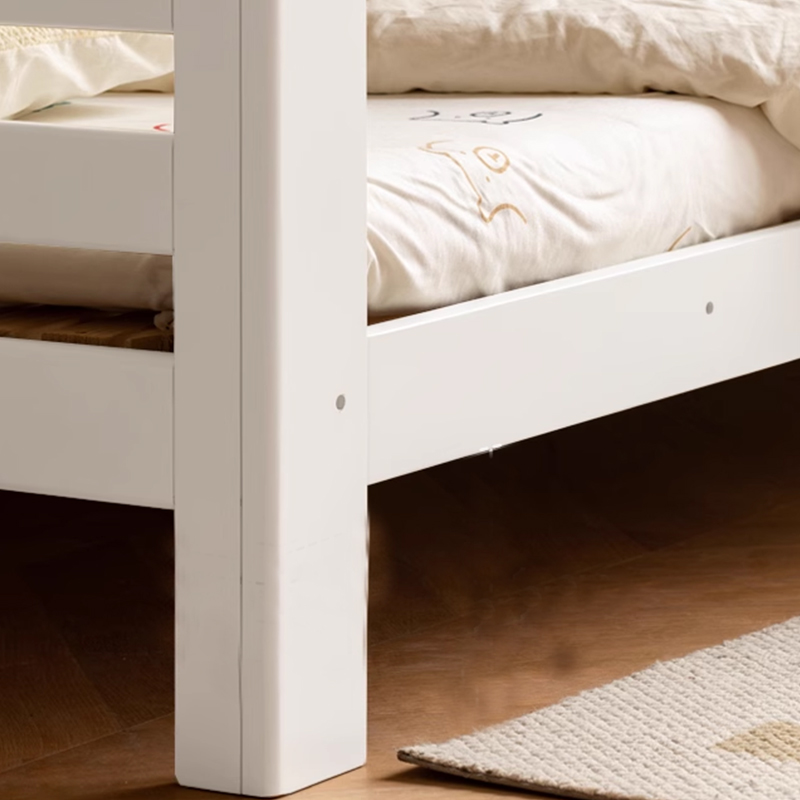 Creamy White Solid Wood Double-layer Children's Bed