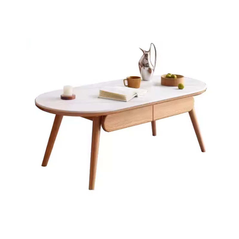 Solid Wood Oval Coffee Table