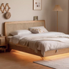 Oak rattan double storage bed