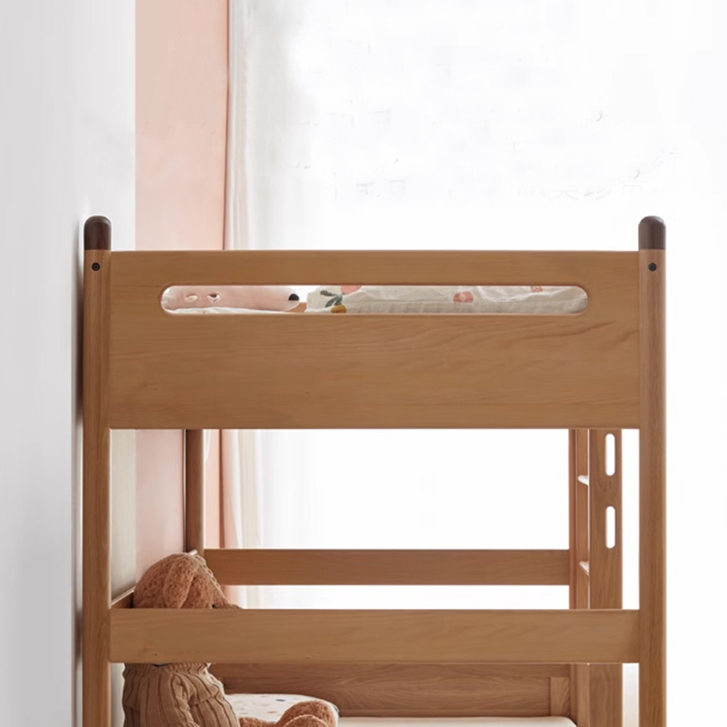 Modern Minimalist Full Solid Wood European Oak Double-layer Children's Bed