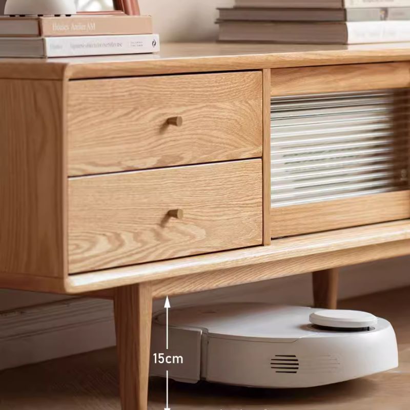 Sliding Door Solid Wood TV Cabinet