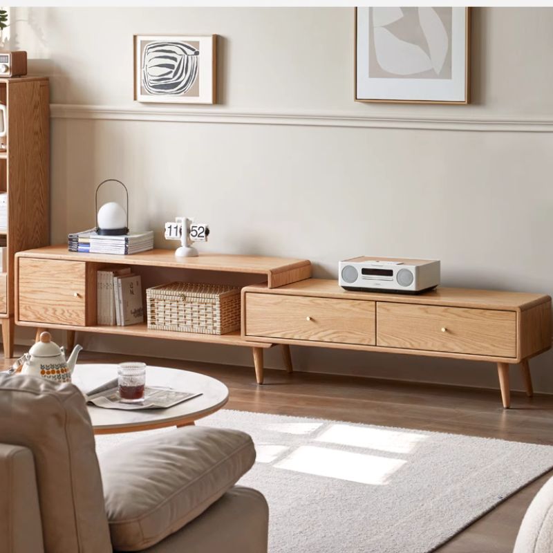 Solid Wood Retractable TV Cabinet