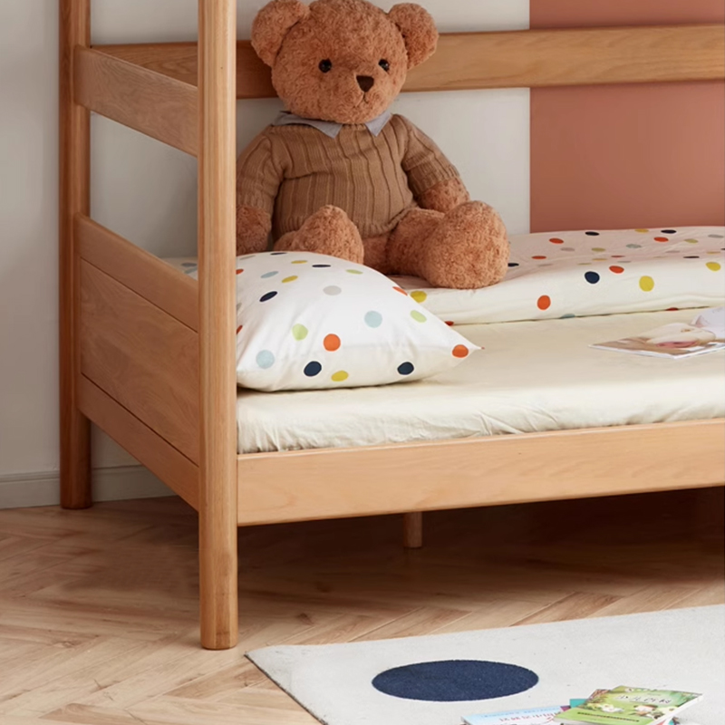 Modern Minimalist Full Solid Wood European Oak Double-layer Children's Bed