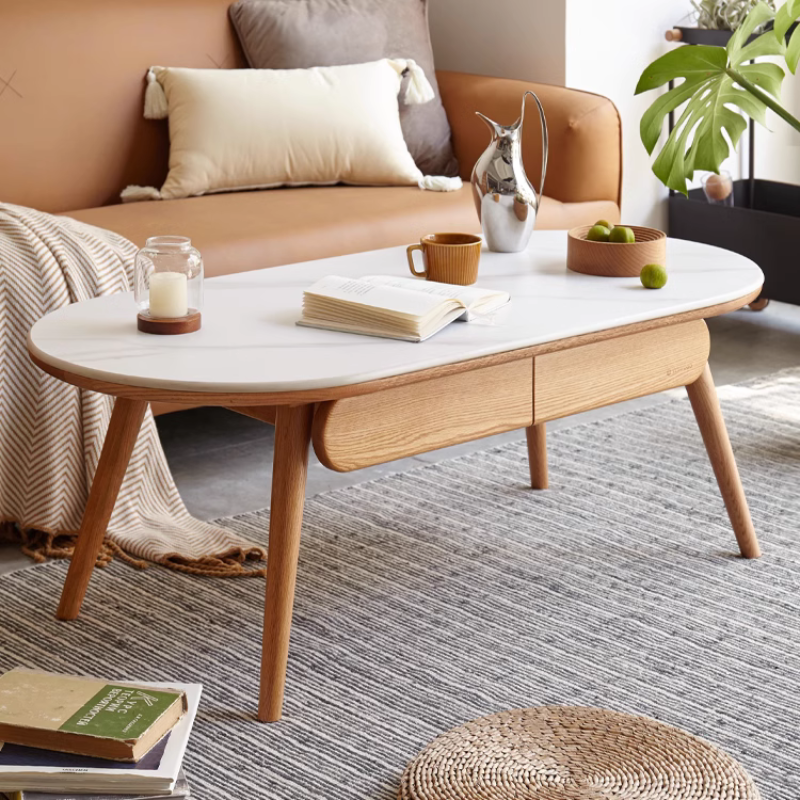 Solid Wood Oval Coffee Table
