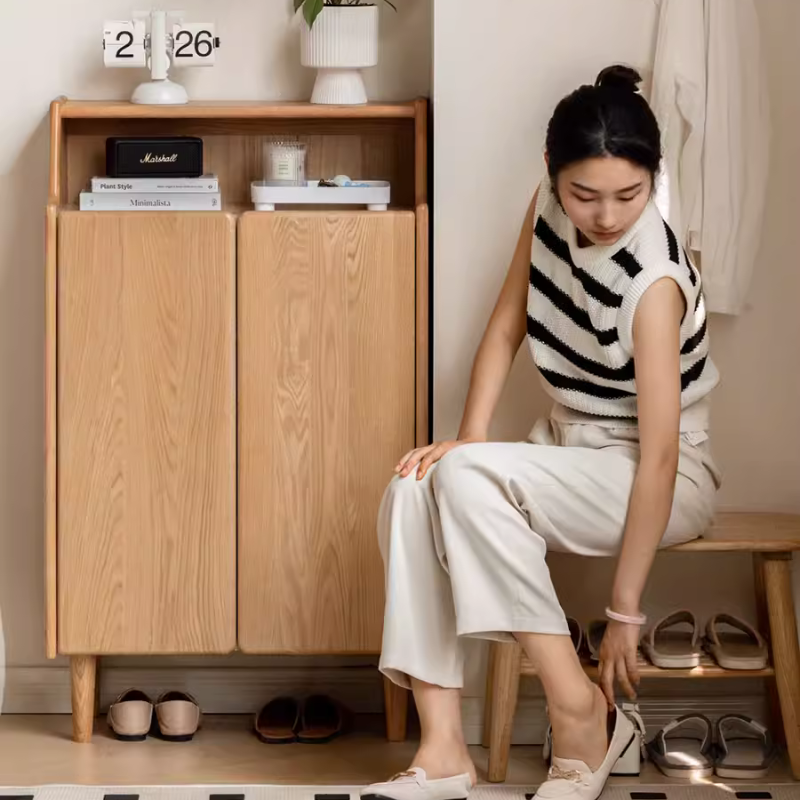 Solid Wood Integrated Shoe Cabinet