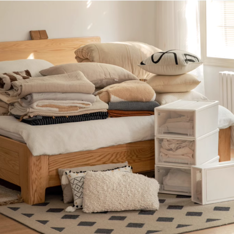 All Solid Wood Double Storage Bed