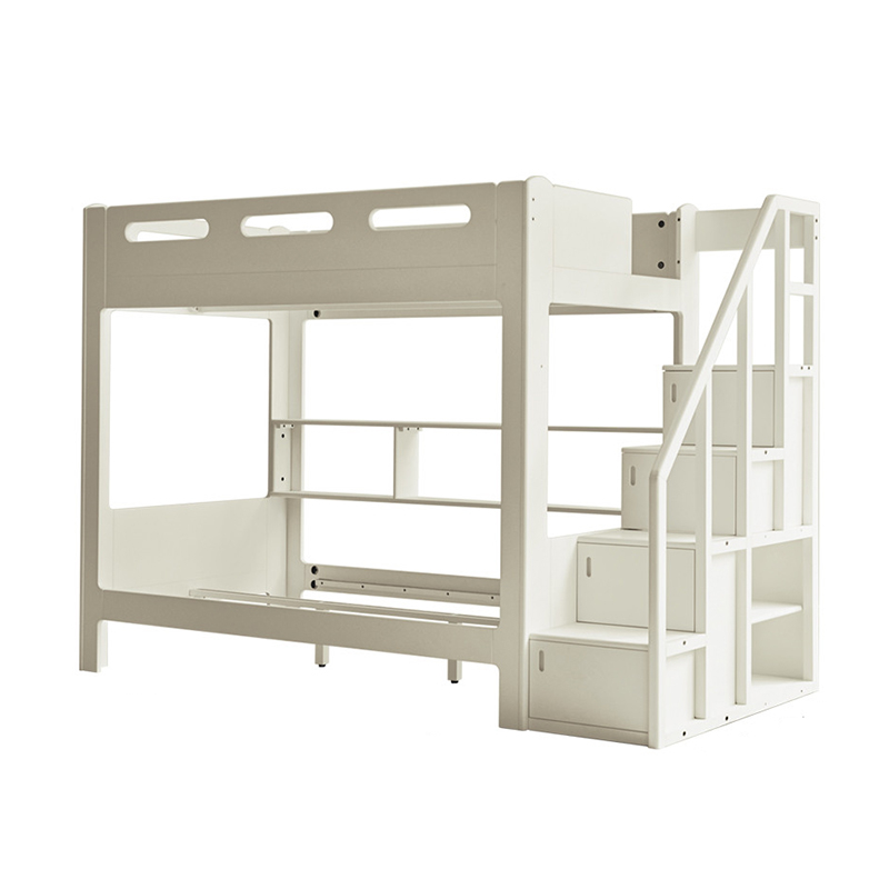White Solid Wood Small Double-layer Children's Bed