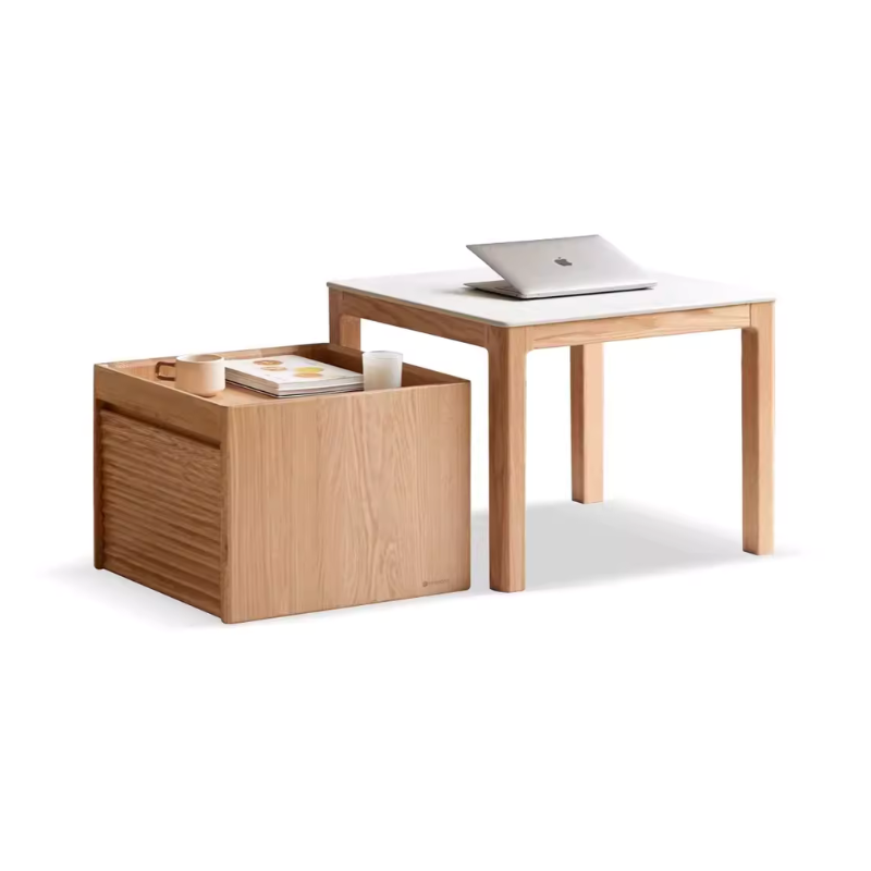 Solid wood movable combination slate coffee table