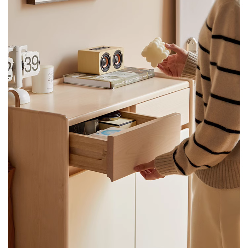 Solid Wood White Entry Shoe Cabinet