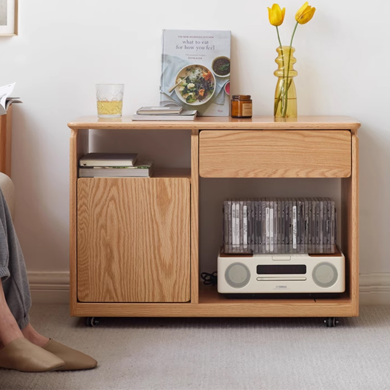 Solid Wood Mobile Storage Low Side Cabinet