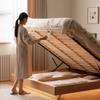 Oak rattan double storage bed