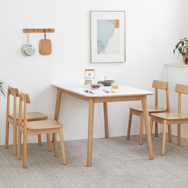 Home Use European Oak Wood Rock Board Solid Wood Dining Table