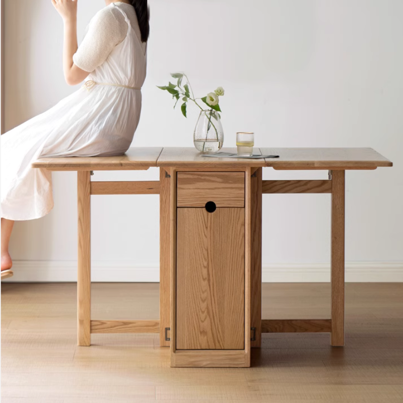 Solid Wood Retractable Dining Table