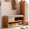 Solid Oak Seated Shoe Cabinet