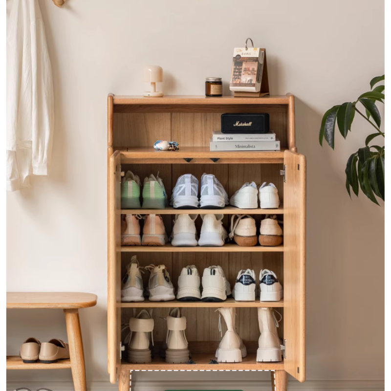 Solid Wood Integrated Shoe Cabinet