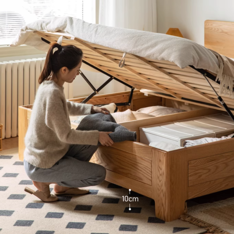 All Solid Wood Double Storage Bed