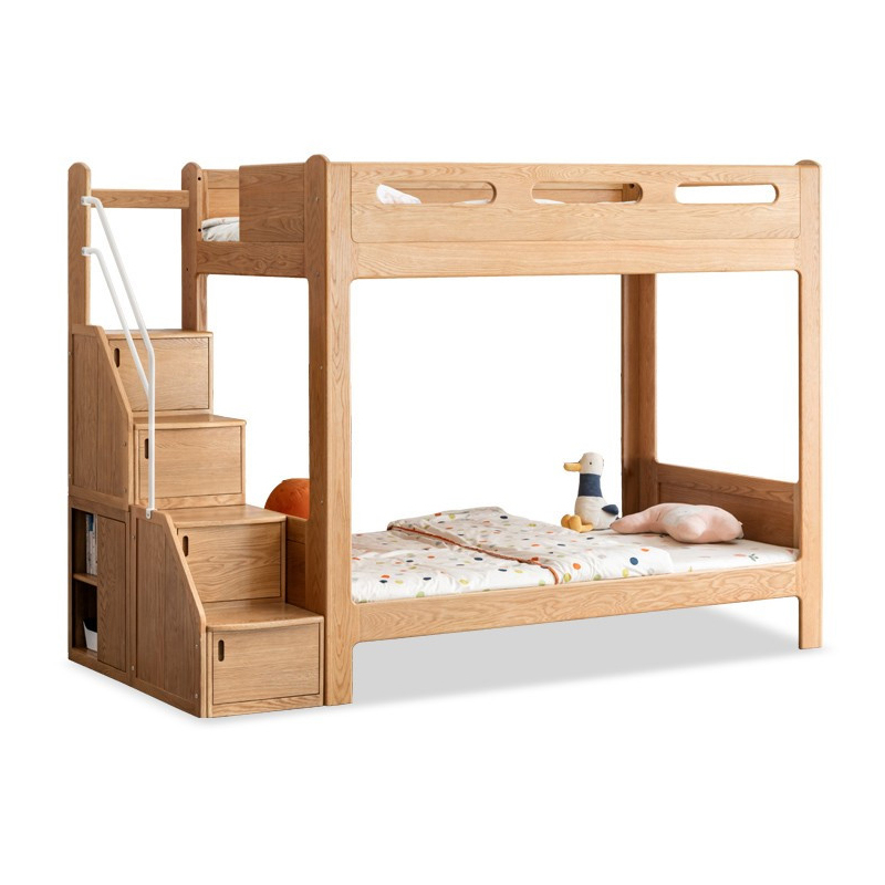 Full Solid Wood Oak Small Double-layer Children's Bed